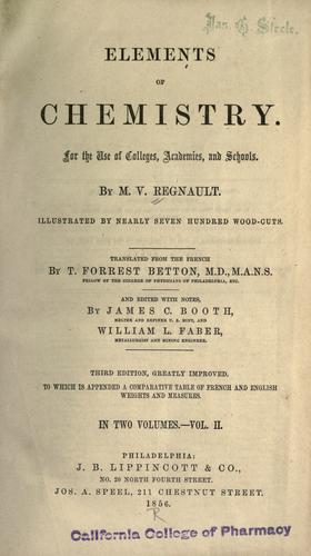 Cover for Elements of chemistry
