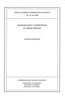 Cover for Monopolistic competition in trade theory