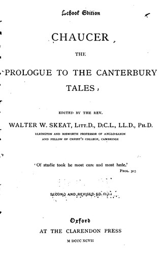 Cover for The Prologue to the Canterbury Tales