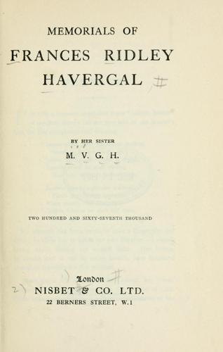 Cover for Memorials of Frances Ridley Havergal