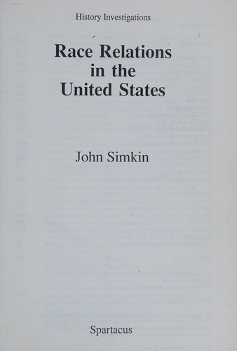 Cover for Race Relations in the United States of America