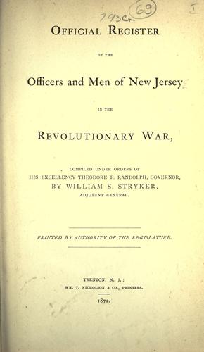 Cover for Official register of the officers and men of New Jersey in the revolutionary war