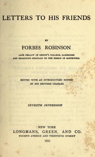 Cover for Letters to his friends, 7th impression.