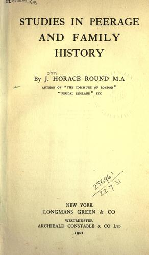Cover for Studies in peerage and family history.
