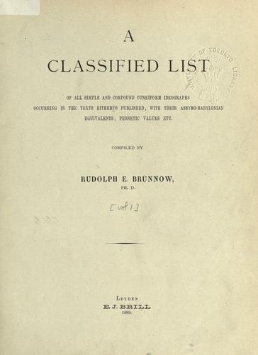 Cover for classified list of all simple and compound Cuneiform ideographs