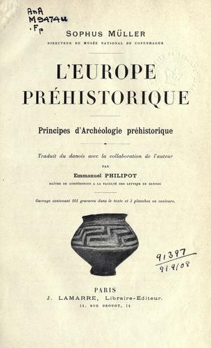 Cover for Europe préhistorique, principes d'archéologie préhistorique