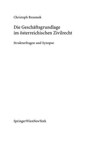 Cover for Die Gescha ftsgrundlage im o sterreichischen Zivilrecht