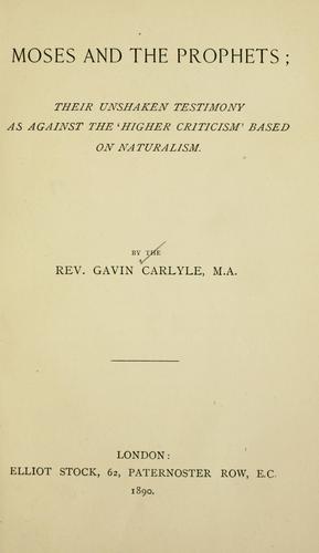 Cover for Moses and the prophets