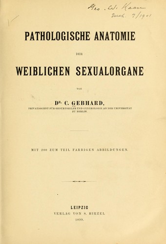 Cover for Pathologische Anatomie der weiblichen Sexualorgane