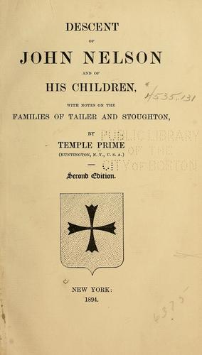 Cover for Descent of John Nelson and of his children