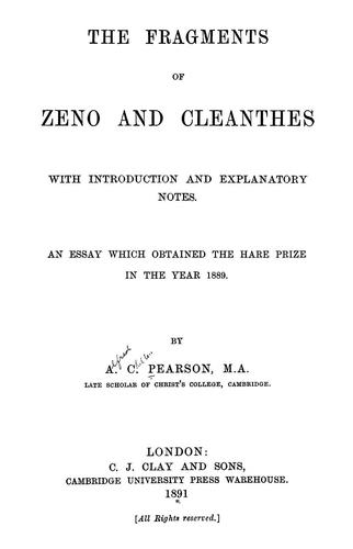 Cover for The fragments of Zeno and Cleanthes