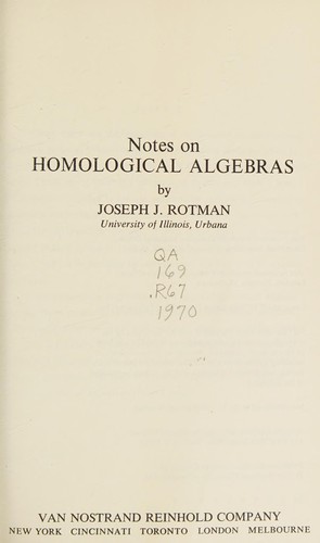 Cover for Notes on Homological Algebras