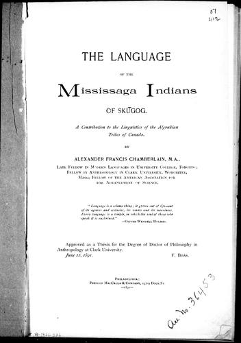 Cover for The language of the Mississaga Indians of Sksugog