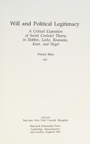 Cover for Will and political legitimacy