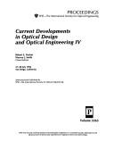 Cover for Current developments in optical design and optical engineering IV