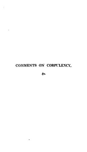 Cover for Comments on corpulency, lineaments of leanness
