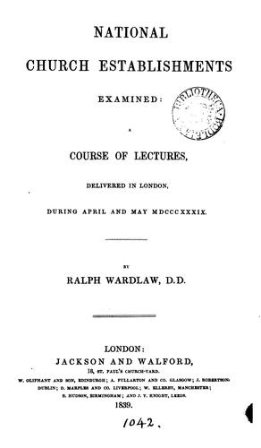 Cover for National Church establishments examined: a course of lectures