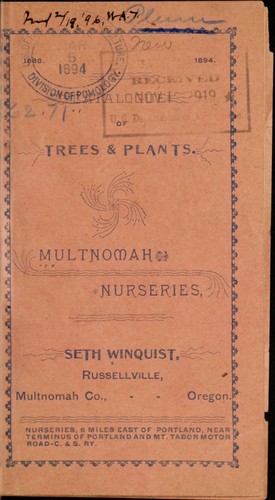 Cover for Catalogue of trees & plants