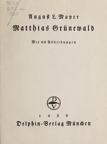 Cover for Matthias GrÃ¼newald