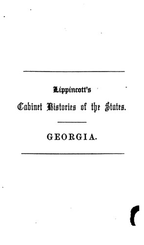 Cover for The History of Georgia, from Its Earliest Settlement to the Present Time