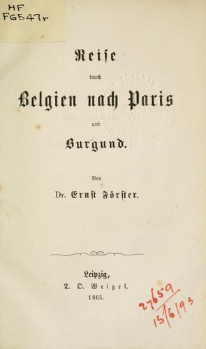 Cover for Reise durch Belgien nach Paris und Burgund