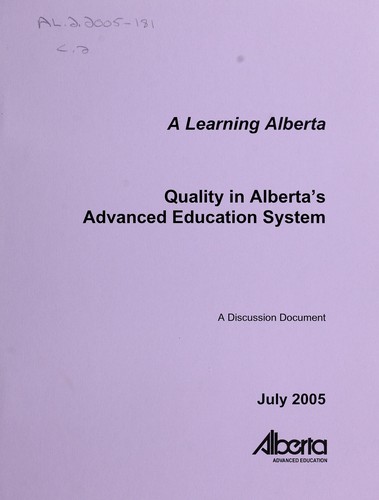 Cover for Quality in Alberta's Advanced Education system