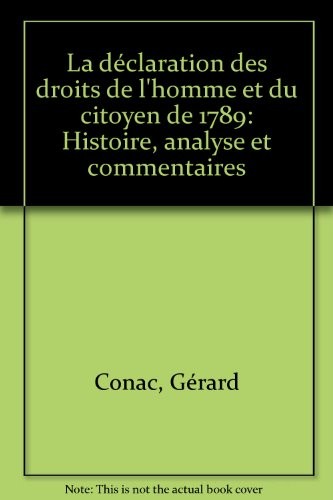 Cover for La déclaration des droits de l'homme et du citoyen de 1789
