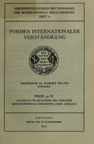 Cover for Formen internationaler Verstandigung