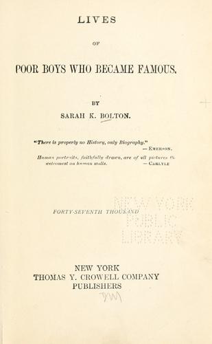 Cover for Lives of poor boys who became famous