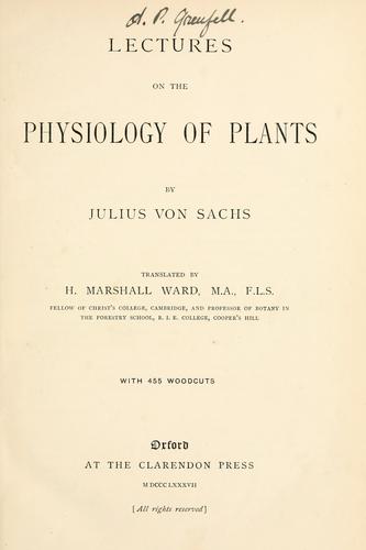 Cover for Lectures on the physiology of plants