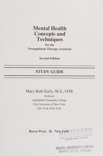 Cover for Mental Health Concepts and Techniques for the Occupational Therapy Assistant/Study Guide