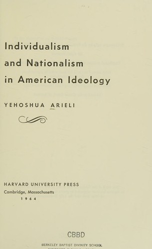 Cover for Individualism and nationalism in American ideology