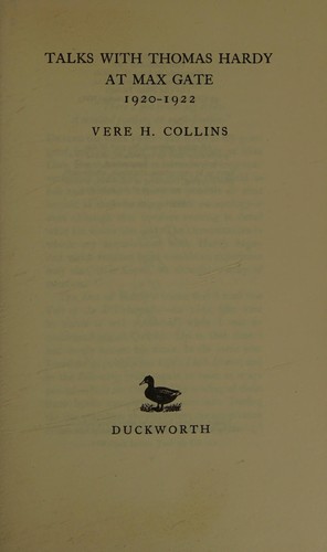 Cover for Talks With Thomas Hardy at Max Gate 1920-1922
