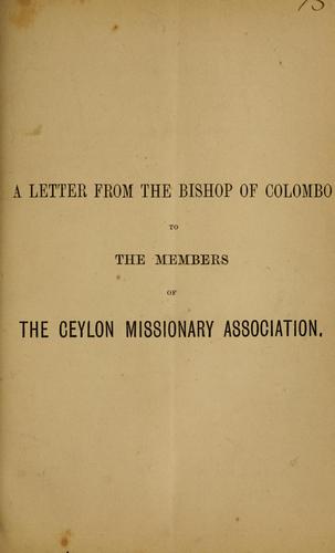 Cover for letter from the Bishop of Colombo to the members of the Ceylon Missionary Association.
