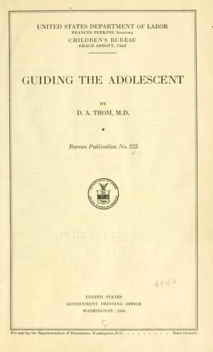 Cover for Guiding the adolescent