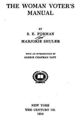 Cover for The woman voter's manual