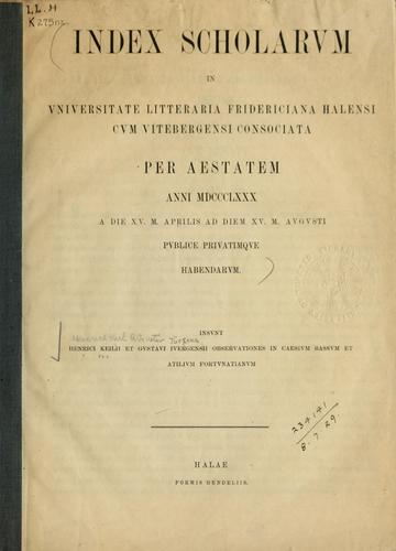 Cover for Observationes in Caesium et Atilium Fortunatianum