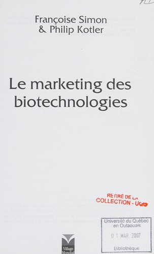Cover for Le marketing des biotechnologies