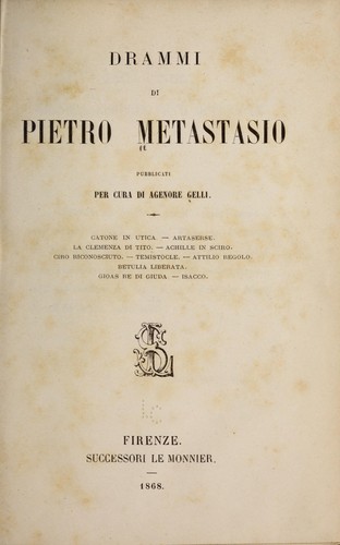Cover for Drammi di Pietro Metastasio