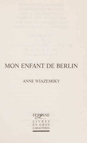Cover for Mon enfant de Berlin