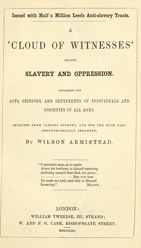 Cover for A ʻcloud of witnesses' against slavery and oppression