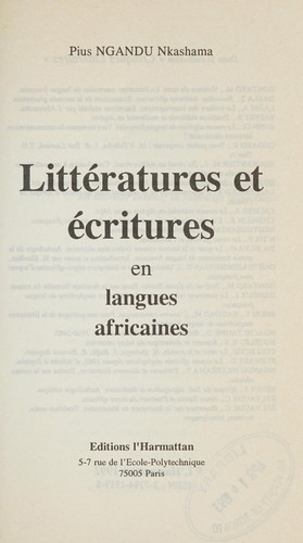 Cover for Littératures et écritures en langues africaines