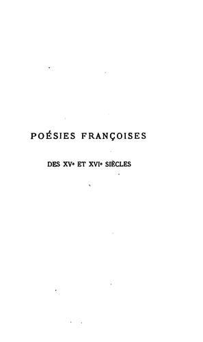 Cover for Recueil de poésies françoises des XVe et XVIe siècles