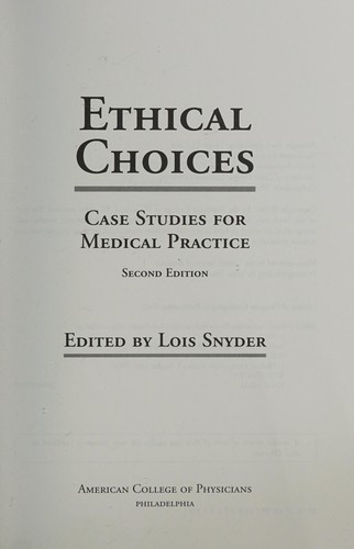 Cover for Ethical choices