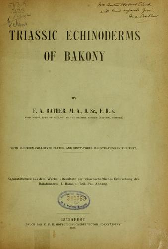 Cover for Triassic echinoderms of Bakony