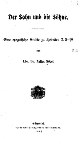 Cover for Der Sohn und die Söhne