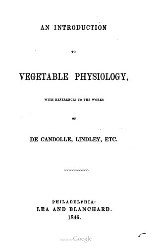 Cover for An introduction to vegetable physiology