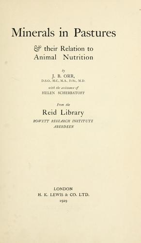 Cover for Minerals in pastures and their relation to animal nutrition