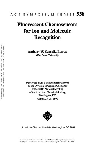 Cover for Fluorescent chemosensors for ion and molecule recognition