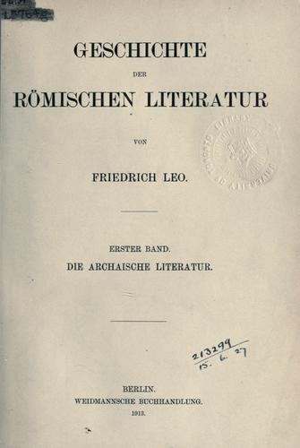 Cover for Geschichte der römischen Literatur.